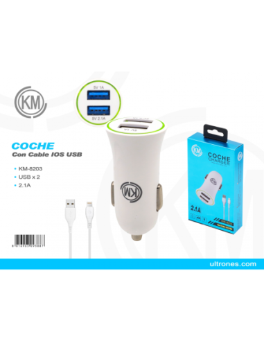 KM-8203 CARGADOR COCHE CABLE LIGHTNING