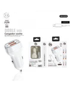 KM-8239 CARGADOR COCHE 3.1A CABLE LIGHTNING 2