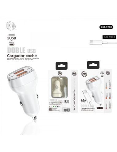 KM-8240 CARGADOR COCHE CABLE TYPE-C