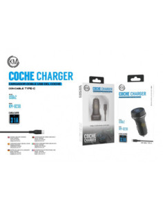 KM-8238 CARGADOR COCHE CABLE TYPE-C [NEGRO] 2