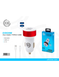 KM-8228 CARGADOR COCHE CABLE TYPE-C [ROJO] 2