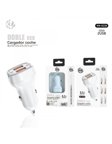 KM-8238B CARGADOR COCHE 3.1A SIN CABLE