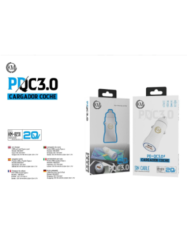 KM-8231 CARGADOR COCHE 20W SIN CABLE [BLANCO]