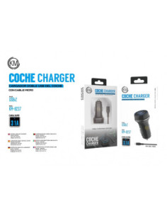 KM-8237 CARGADOR COCHE CABLE MICRO-USB [NEGRO] 2