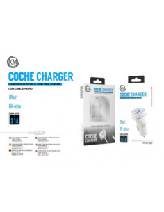KM-8234 CARGADOR COCHE CABLE MICRO-USB [BLANCO] 2