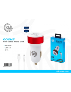 KM-8226 CARGADOR COCHE CABLE MICRO-USB [ROJO] 2