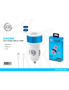 KM-8218 CARGADOR COCHE CABLE MICRO-USB [AZUL] 2