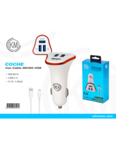 KM-8214 CARGADOR COCHE CABLE MICRO-USB [ROJO] 2