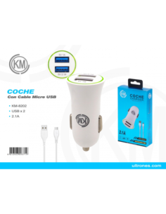 KM-8202 CARGADOR COCHE CABLE MICRO-USB 2