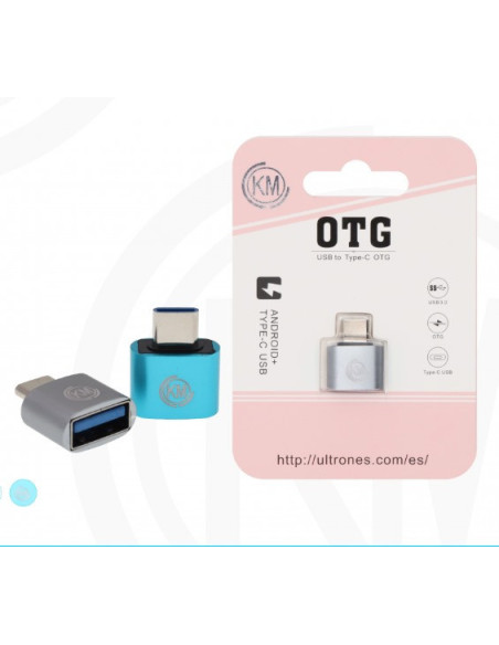 ADAPTADOR TYPE-C MACHO A HEMBRA USB [KM-OT06] Plata