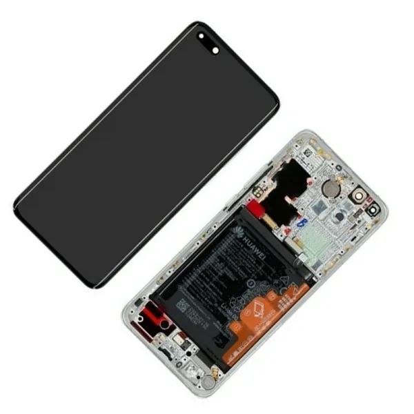 Pantalla Para Huawei Mate 40 Pro con marco Plata y Bateria Original Servicepack
