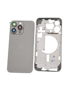 Chasis con tapa trasera para  iPhone 15 Pro Max Con Lente de Camara Gris+Magsafe