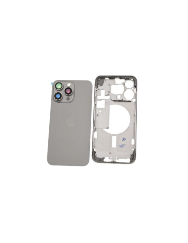 Chasis con tapa trasera para  iPhone 15 Pro Max Con Lente de Camara Gris+Magsafe