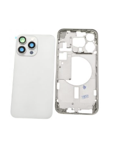 Chasis con tapa trasera para  iPhone 15 Pro Max Con Lente de Camara Blanco+Magsafe