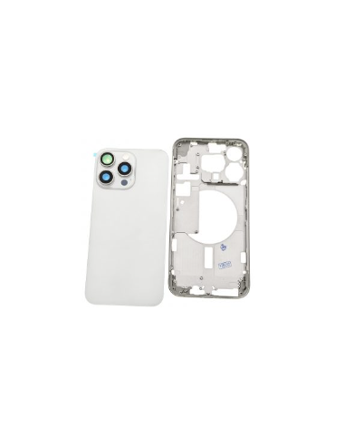 Chasis con tapa trasera para  iPhone 15 Pro Max Con Lente de Camara Blanco+Magsafe