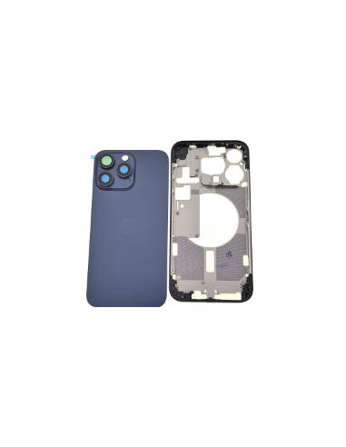 Chasis con tapa trasera para  iPhone 15 Pro Max Con Lente de Camara Azul+Magsafe