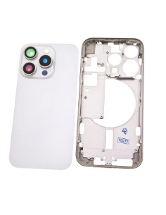 Chasis con tapa trasera para  iPhone 15 Pro Con Lente de Camara Blanco+Magsafe