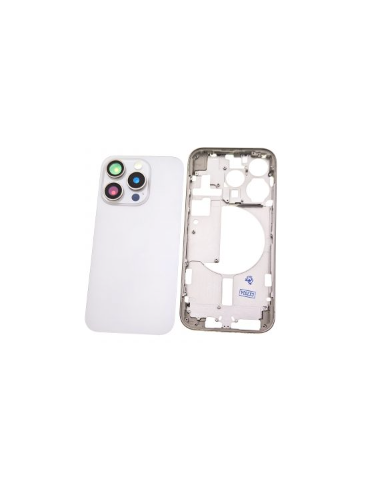 Chasis con tapa trasera para  iPhone 15 Pro Con Lente de Camara Blanco+Magsafe
