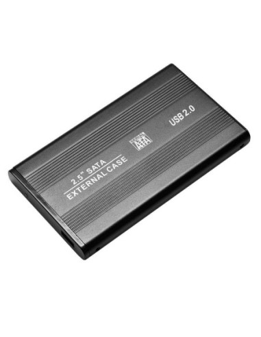 Carcasa Externa para Disco Duro SATA 2.5' USB 2.0 HD HDD SSD de Aluminio Negra