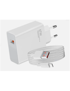 Cargador 67W 3.0QC Carga Rápida con Cable Tipo-C para Xiaomi / Redmi / POCO (PREMIUM)