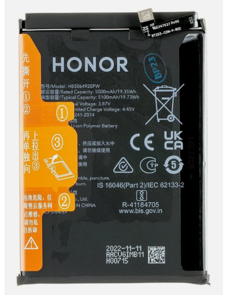 Batería para Honor Magic 5 Lite, X9A de 5100 mAh -HB506492EFW