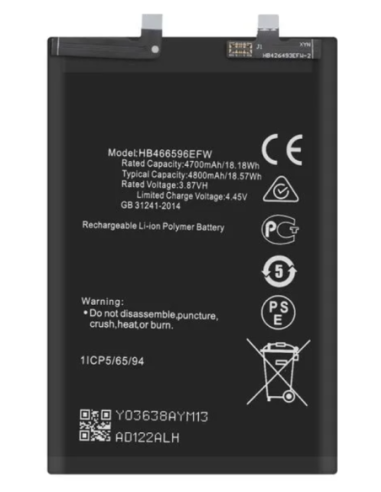 Batería para Honor Magic 4 Lite, X30, X9 5G de 4800 mAh -HB466596EFW