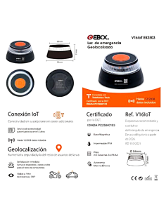 EBOX V16loT Baliza Luz de EMERGENCIA para Coche EB2503