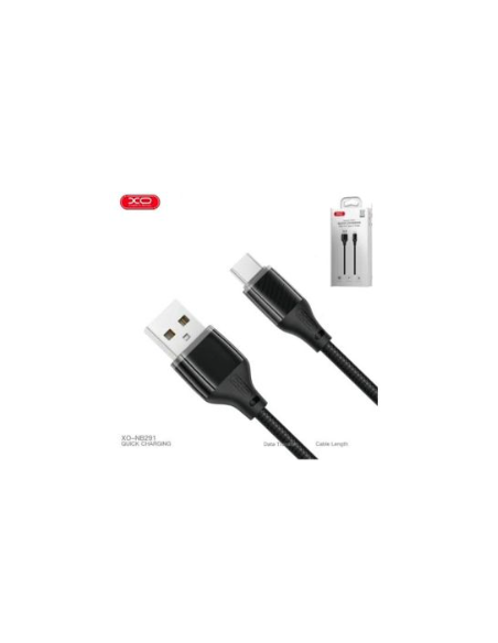 NB291 Cable Transparente Case Braided 6A Negro Tipo-C