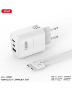 L139 Cargador Enchufe Rápido 1 USB-A + 2 USBC 65W con Cable Tipo-C