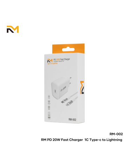 Accesorio RM / (RM002) Cargador Rápido con Cable Tipo-C a Lightning 20W (PD3.0)