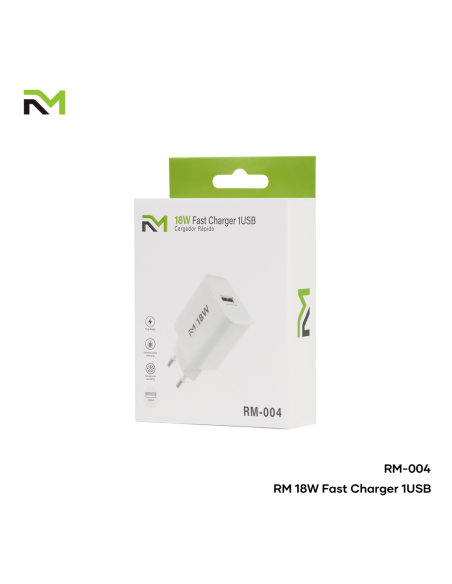 Accesorio RM / (RM004) Cargador Rápido Enchufe USB 18W (QC2.0 / QC3.0)