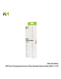 Accesorio RM / (RM013) Cable Trenzado de Aluminio 65W Tipo-C a Tipo-C 1M Blanco