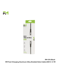 Accesorio RM / (RM014) Cable Trenzado de Aluminio 65W Tipo-C a Tipo-C 1M Negro
