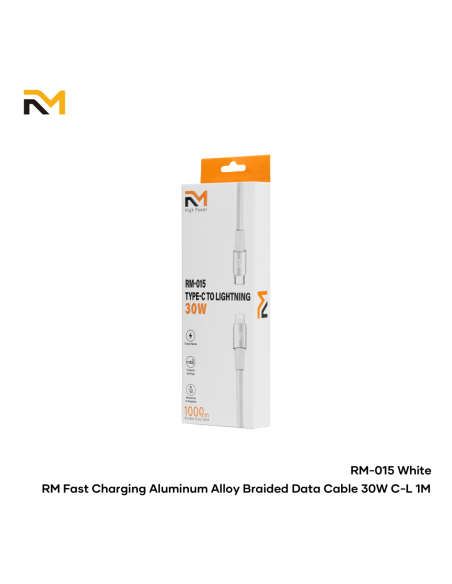 Accesorio RM / (RM015) Cable Trenzado de Aluminio 30W Tipo-C a Lightning 1M Blanco
