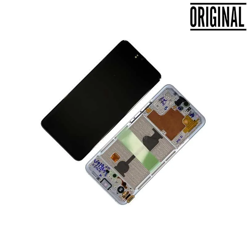Pantalla para Samsung A90 5G /A908 con Marco Plata/Blanco (Original Service Pack)