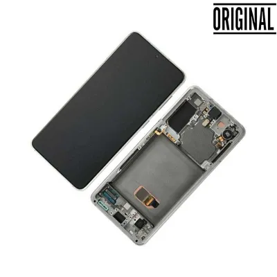 Pantalla para Samsung S21 5G /G991 Plata/Blanca (Original Service Pack)