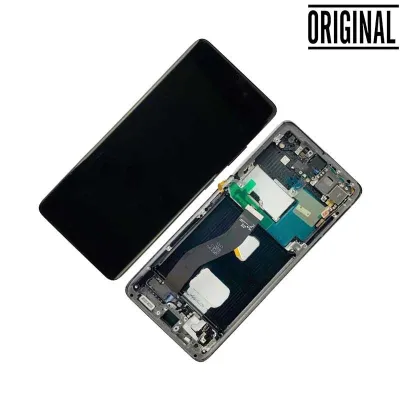Pantalla para Samsung S21 Ultra 5G /G998 Blanca/Plata (Original Service Pack)